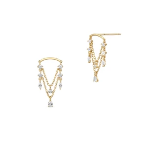 W.KRUK Kolczyki srebrne pozłacane z cyrkoniami