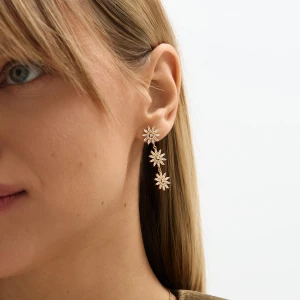 W.KRUK Kolczyki srebrne pozłacane z cyrkoniami