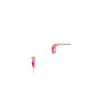 W.KRUK Kolczyki srebrne pozłacane z różowymi cyrkoniami