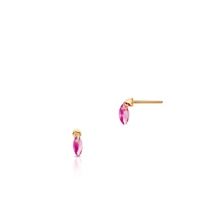 W.KRUK Kolczyki srebrne pozłacane z różowymi cyrkoniami