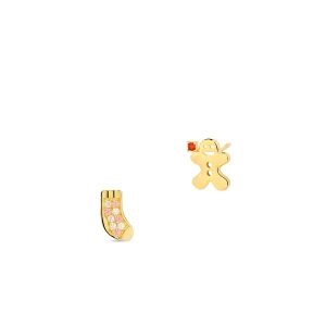 W.KRUK - Kolczyki srebrne pozłacane ze świątecznym motywem