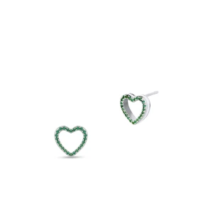 W.KRUK Kolczyki srebrne serca z cyrkoniami