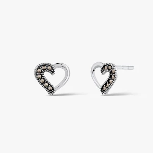 W.KRUK Kolczyki srebrne serca z markazytami