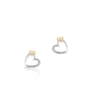 W.KRUK Kolczyki srebrne serce z cyrkoniami