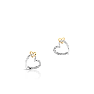 W.KRUK Kolczyki srebrne serce z cyrkoniami