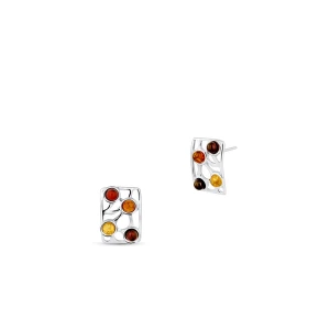 W.KRUK - Kolczyki srebrne z bursztynami