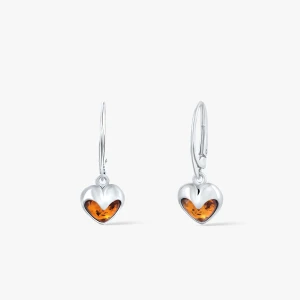 W.KRUK Kolczyki srebrne z bursztynem