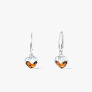 W.KRUK Kolczyki srebrne z bursztynem