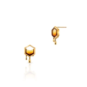 W.KRUK Kolczyki srebrne z bursztynem Miodowa