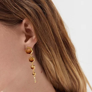 W.KRUK Kolczyki srebrne z bursztynem Miodowa