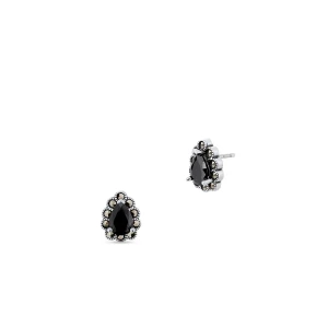 W.KRUK - Kolczyki srebrne z czarną cyrkonią