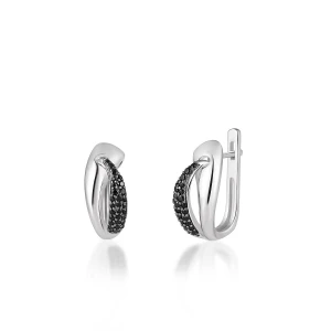 W.KRUK Kolczyki srebrne z czarnymi spinelami