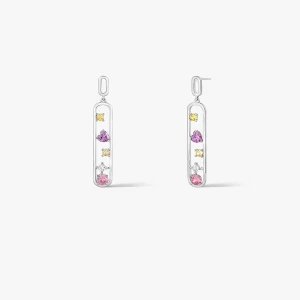 W.KRUK - Kolczyki srebrne z kolorowymi cyrkoniami