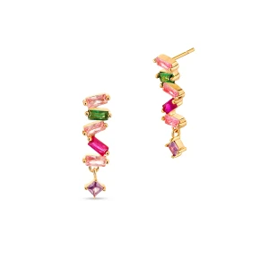 W.KRUK Kolczyki srebrne z kolorowymi cyrkoniami