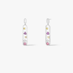 W.KRUK Kolczyki srebrne z kolorowymi cyrkoniami