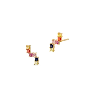 W.KRUK Kolczyki srebrne z kolorowymi kamieniami Mozaika