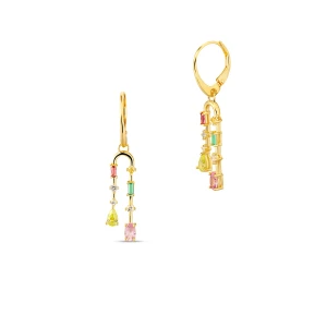 W.KRUK Kolczyki srebrne z kolorowymi kamieniami Mozaika