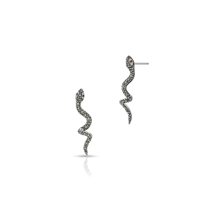 W.KRUK Kolczyki srebrne z markasytami i granatem