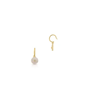 W.KRUK Kolczyki srebrne z masą perłową i cyrkonią