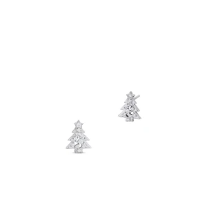 W.KRUK Kolczyki srebrne z motywem choinki