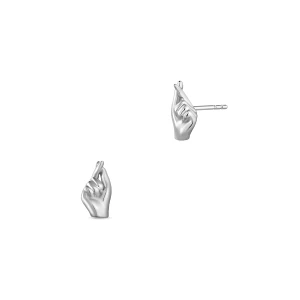 W.KRUK Kolczyki srebrne z motywem dłoni