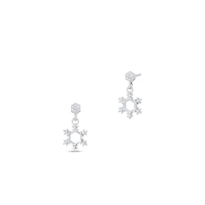 W.KRUK Kolczyki srebrne z motywem śnieżynki