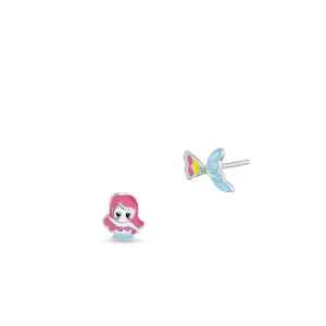 W.KRUK Kolczyki srebrne z motywem syrenki