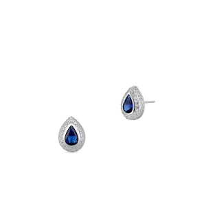 W.KRUK - Kolczyki srebrne z niebieską cyrkonią