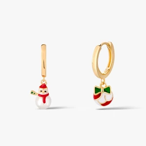 W.KRUK - Kolczyki srebrne z perłą i kolorową emalią