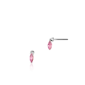 W.KRUK Kolczyki srebrne z różową cyrkonią