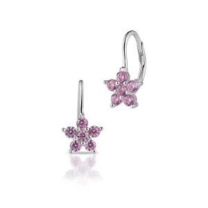 W.KRUK - Kolczyki srebrne z różowymi cyrkoniami