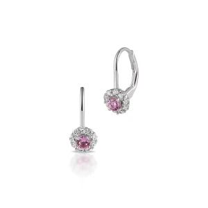 W.KRUK Kolczyki srebrne z różowymi cyrkoniami