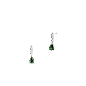 W.KRUK Kolczyki srebrne z zieloną cyrkonią