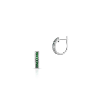 W.KRUK - Kolczyki srebrne z zielonymi cyrkoniami