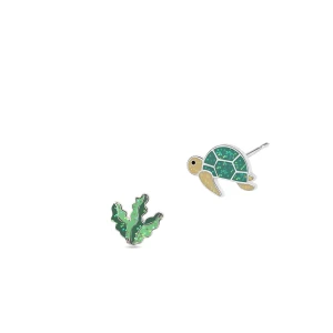 W.KRUK Kolczyki srebrne z żółwiem