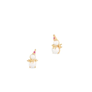 W.KRUK - Kolczyki złote bałwanek z perłami