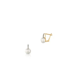 W.KRUK Kolczyki złote z perłami i cyrkoniami