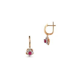 W.KRUK Kolczyki złote bicolor z rubinami i diamentami