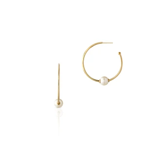 W.KRUK Kolczyki złote koła z perłami