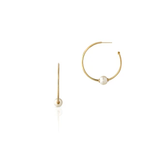 W.KRUK Kolczyki złote koła z perłami