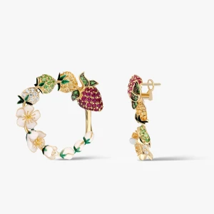 W.KRUK Kolczyki złote Kwiaty Nocy Truskawki