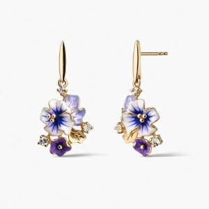 W.KRUK Kolczyki złote Kwiaty Nocy Bratki