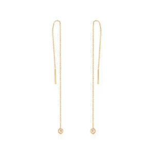 W.KRUK Kolczyki złote przewlekane z cyrkoniami