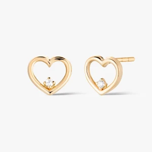 W.KRUK Kolczyki złote serca z cyrkonią
