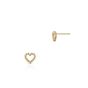 W.KRUK Kolczyki złote serca z kuleczek