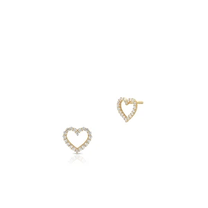W.KRUK - Kolczyki złote serce wysadzane cyrkoniami