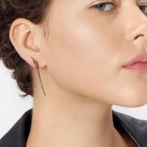 W.KRUK Kolczyki złote z brązowymi diamentami Karmelowa