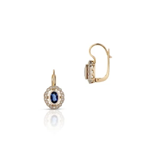 W.KRUK Kolczyki złote z brylantami i szafirem