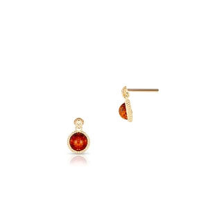 W.KRUK Kolczyki złote z bursztynem