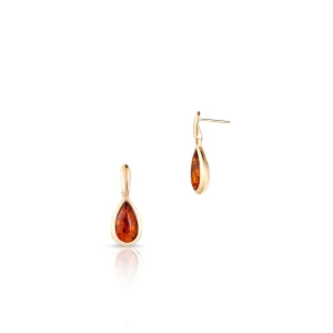 W.KRUK Kolczyki złote z bursztynem
